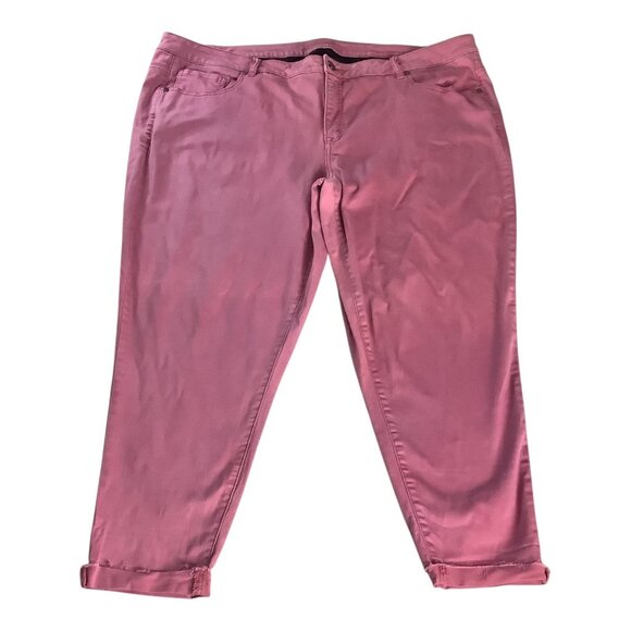 Lane Bryant Womens Super Stretch Ankle Skinny Jeans Size 26 Pink Rolled Hem - Picture 2 of 16